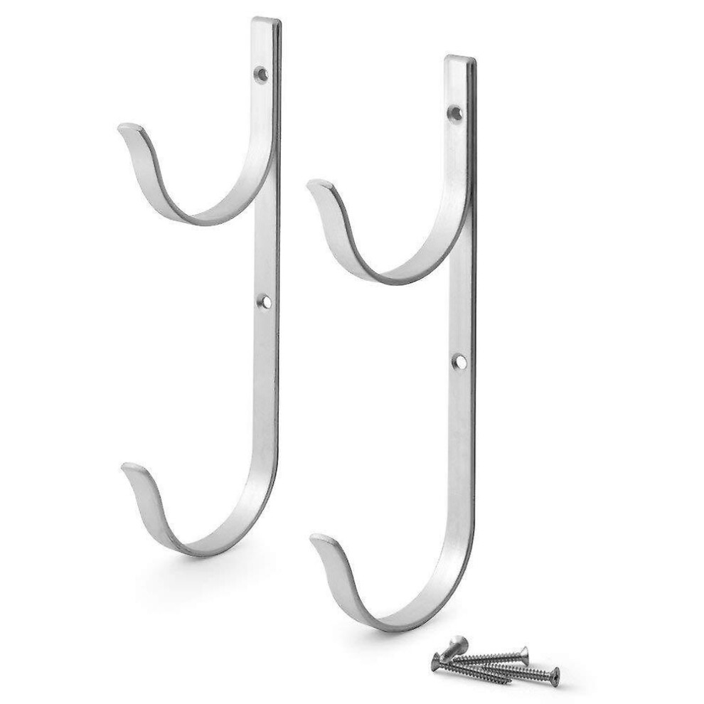 (As show, One size) Set Of 2 White Aluminum Pool Pole Hooks With Screws - Perfect For Swimming Pool, Telescopic Poles, Skimmers, Brushes And Vacuum Hose, Etc.