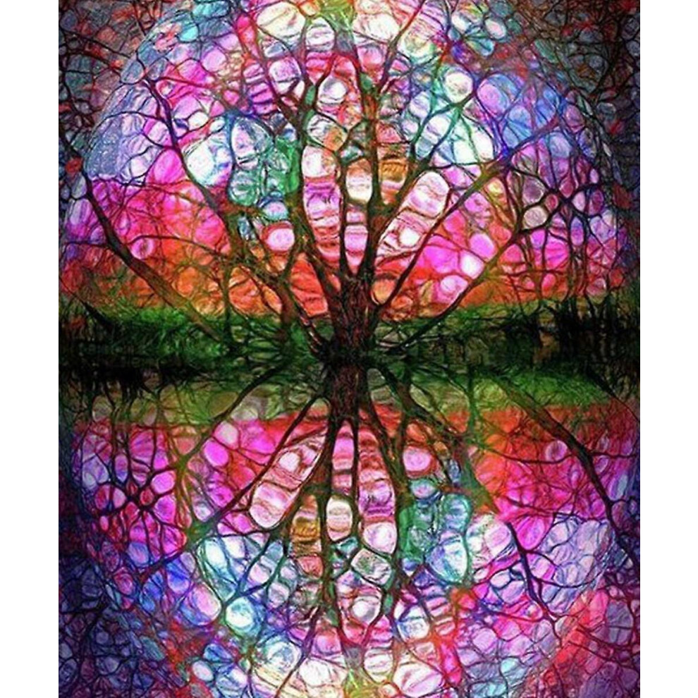 (As show, One size) 5D Diamond Painting Kits for Adults, Full Drill DIY Diamonds Art with Full Tools Accessories, Reflection Tree Arts Dotz Craft for Home Wall Dcor, 16x1