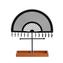 Retro Style Black Semicircular Fan-Shaped Jewelry Stand Jewelry Display Stand Earrings Necklaces Rings Jewelry Stand