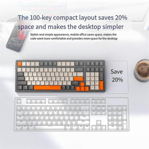 100 Key Mechanical Keyboard 2.4G Bluetooth Wireless Keyboard Gasket Structure Wireless Mechanical Keyboard 1