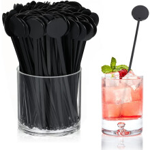 80pcs Reusable Cocktail Stirrer - 7 Inch (18cm) Plastic Beverage Stirrer Sticks for Whisky, Cocktails and Mixing - Durable and Sty