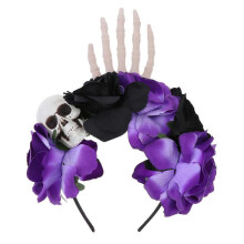 1Pc Halloween Skull Hair Decor Imitation Rose Flower Skull Headdress for Party