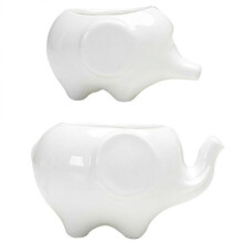 2pcs Elephant Flower Pot Modern White Ceramic Succulent Planter Pots Tiny Flower Plant Containers