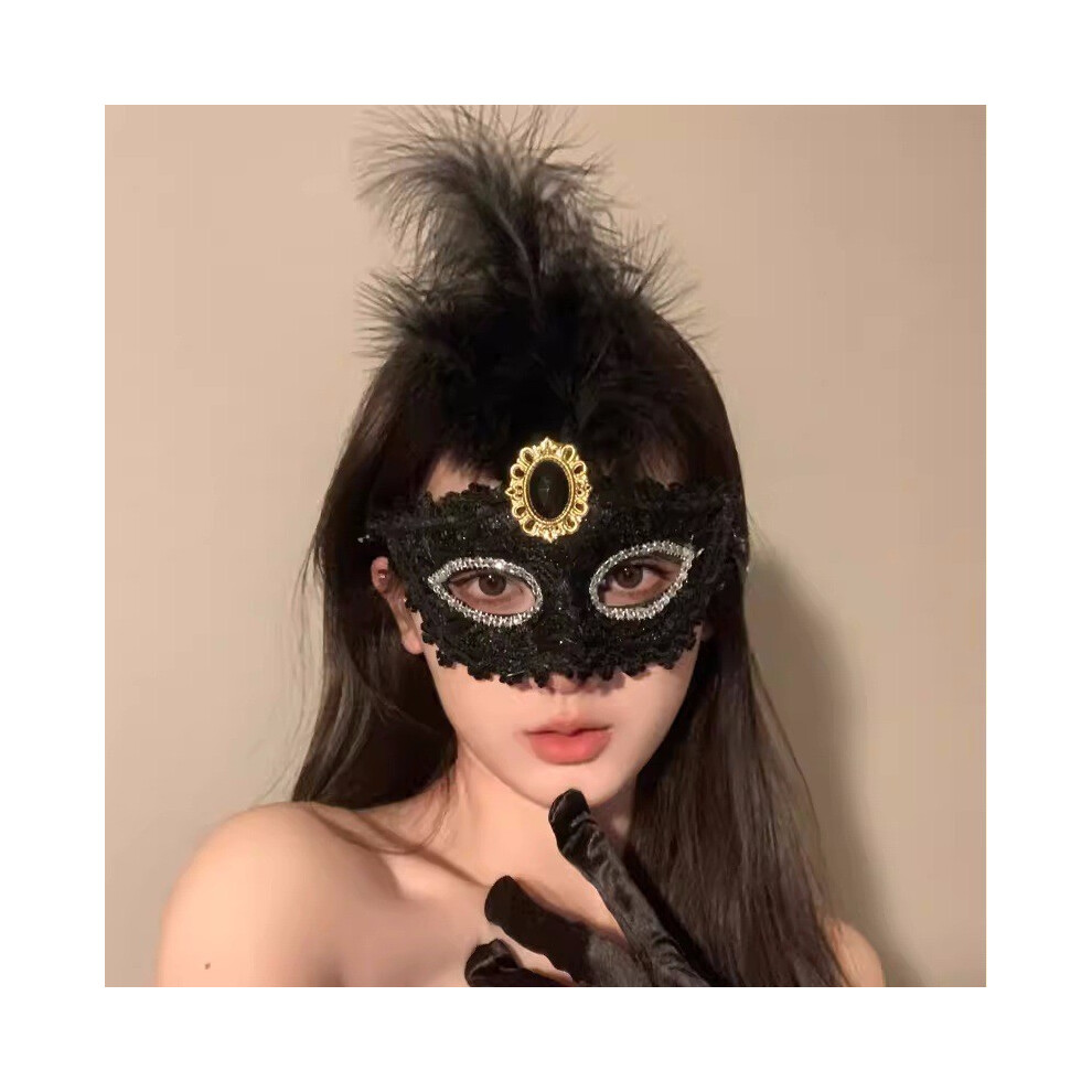 (11) Black Flower Mask Masquerade Dressup Props Gala Annual Meeting Half Face Mask-image-OPC-PHQ5YRH-NEW