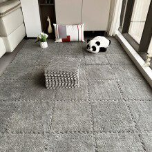 (Grey) 12PCS Plush Interlocking Foam Play Mats