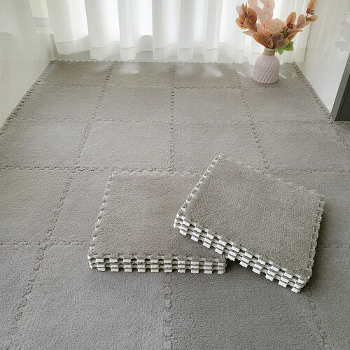 Living And Home (Grey) 12PCS Plush Interlocking Foam Play Mats 2