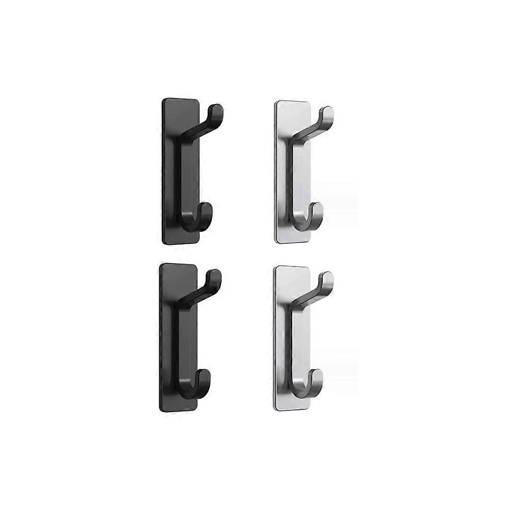 (As show, One size) Black and gray, 4 Pieces Adhesive Wall Hook, Bathroom Towel Holder, Kitchen Tea Towel Hanger, Adhesive Coat Rack, Wall Attachment Without Drilling, Wa