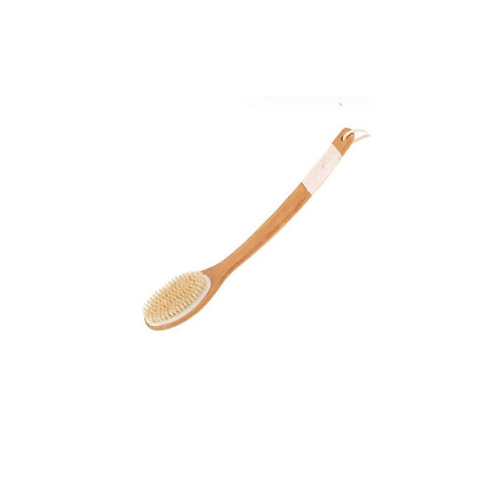 (As show, One size) Shower Brush, Long Handle Back Brush Bamboo Bath Brush Natural Bristles Body Back Brush, Shower Back Brush for Exfoliating, Improves Blood Circulation