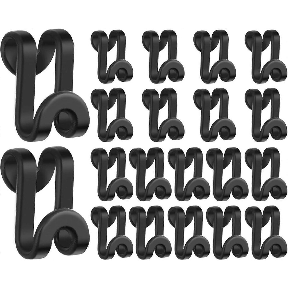 (As Show, One Size) 20 Pieces Hanger Hooks Connecting Hooks For Hangers Mini Cascading Hangers For Cascading Hangers Hooks Black