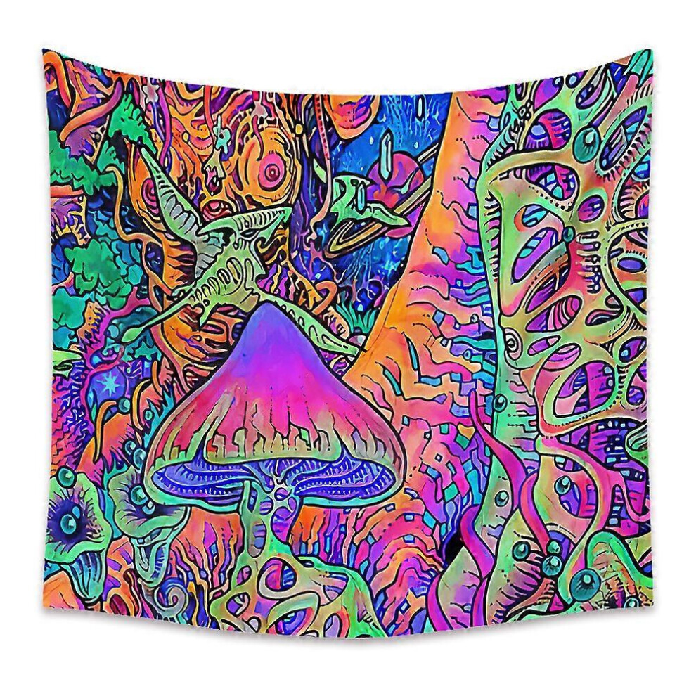 (As show, One size) 180*230CM, Wall Tapestry, Hippie Trippy Psychedelic Wall Hanging Forest Colorful Mushrooms Tapestry, Rectangular Art Decor Print F