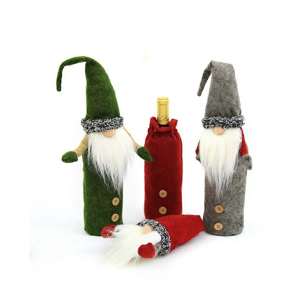 (As show, One size) Christmas Wine Bottle Cover, 3pcs Handmade Christmas Wine Bottle Covers Bags or Christmas Party Decorations Festival Dinner Party Table Holiday Gifts