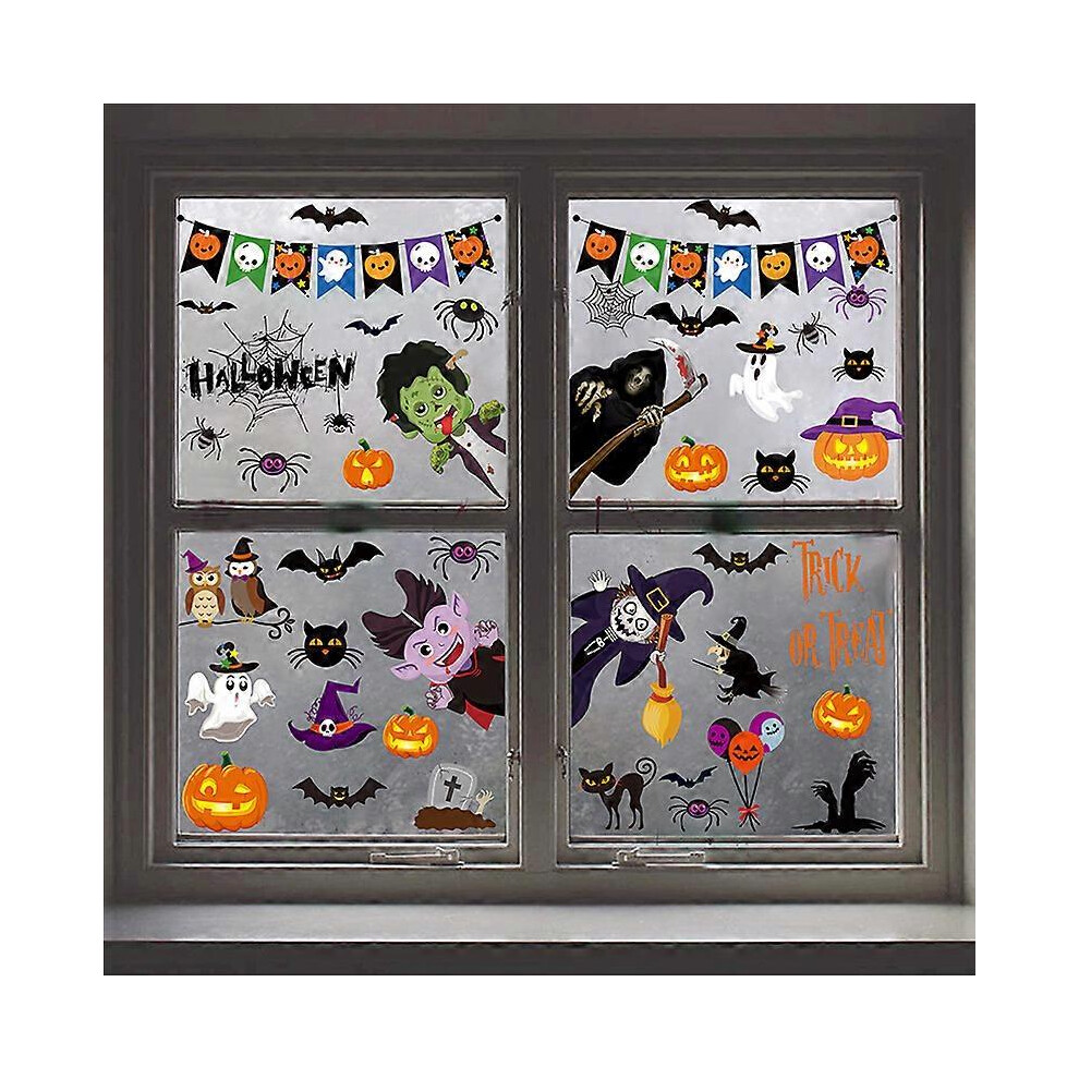 (As show, One size) Halloween Window Stickers Halloween Pumpkin Cat Bat and Ghost Decals for Halloween Halloween Party Decorations Window Stickers-image-OPC-PHQ655F-NEW
