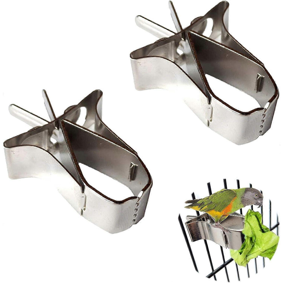 (As show, One size) 2 Pieces Birds Pet Food Holder Parrot Bird Cage Clips Bird Fruit Feeder Bird Food Holder Parrot Bird Cage Canary Accessories