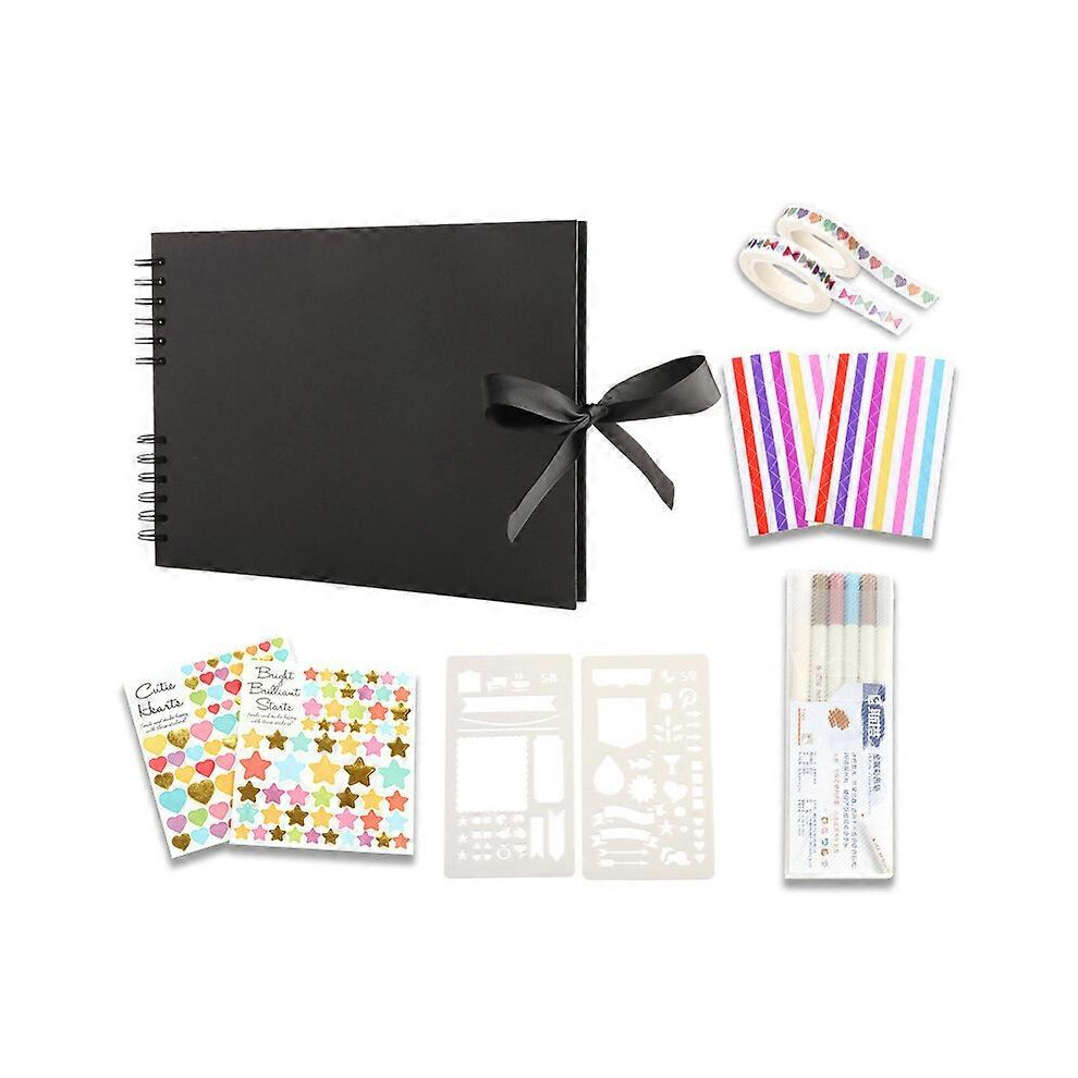 (As show, One size) Scrapbooking Photo Album with 6 Metallic Pens, 80 Pages Scrapbooking Book Handmade DIY Album, Gifts for Baby Kids Wedding Travel Festival Graduation