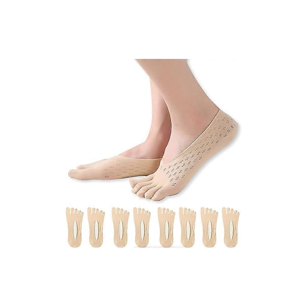 (As show, One size) 5 Pairs Toe Socks For Women 5 Unexposed Toes Non-Slip Socks Low Cut Liner Invisible Toe Socks Separate Socks