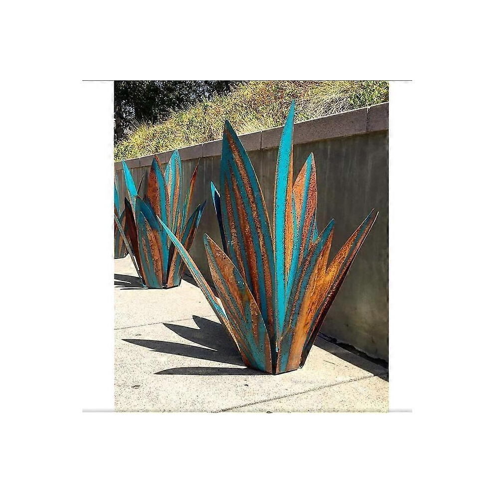 (As Show, One Size) 35Cm,Rustic Tequila Sculpture - Art Decoration Home Deco Statue, Garden Figurines, Lawn Ornaments, Garden Stakes, Metal Agave Blue
