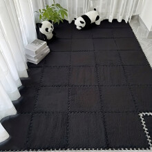 (Black) 12PCS Plush Interlocking Foam Play Mats