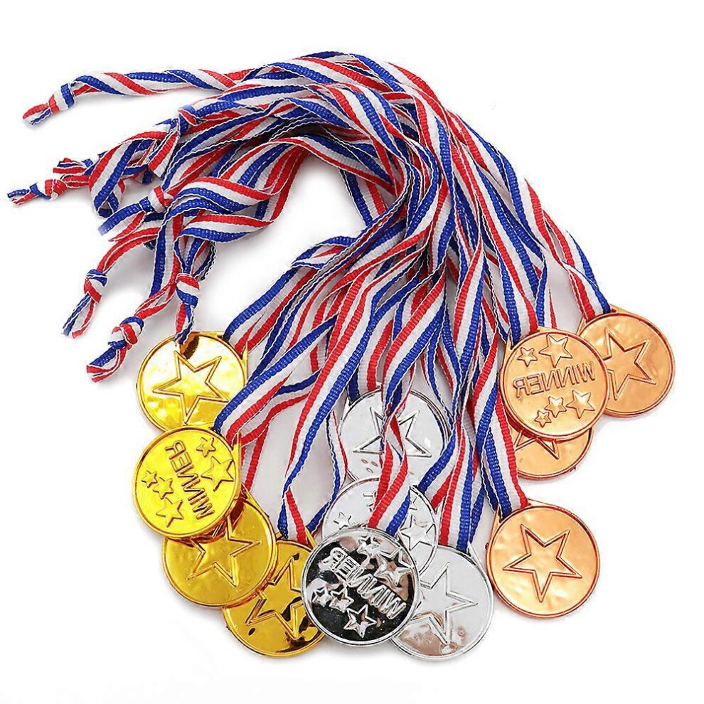(As show, One size) Medals, 12pcs Gold Medals for Children Party Kid Child Reward