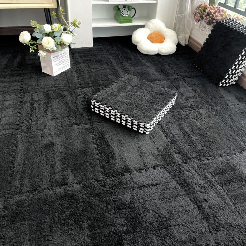 Living And Home (Black) 12PCS Plush Interlocking Foam Play Mats 2