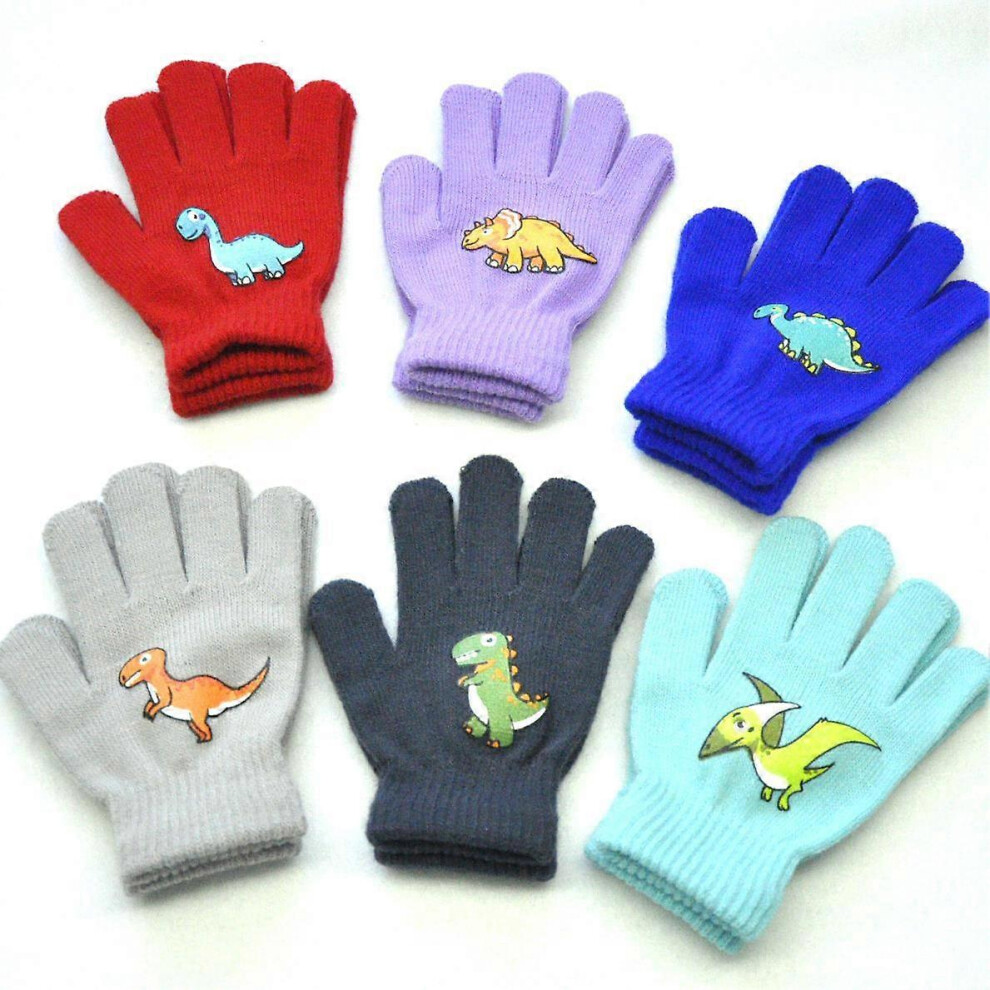 (As show, One size) 6 Pairs Kids Gloves Stretchy Mittens,Baby Magic Mittens,Winter Knitted Mittens for 5-11 Years Old Baby Girls Boys School Playing