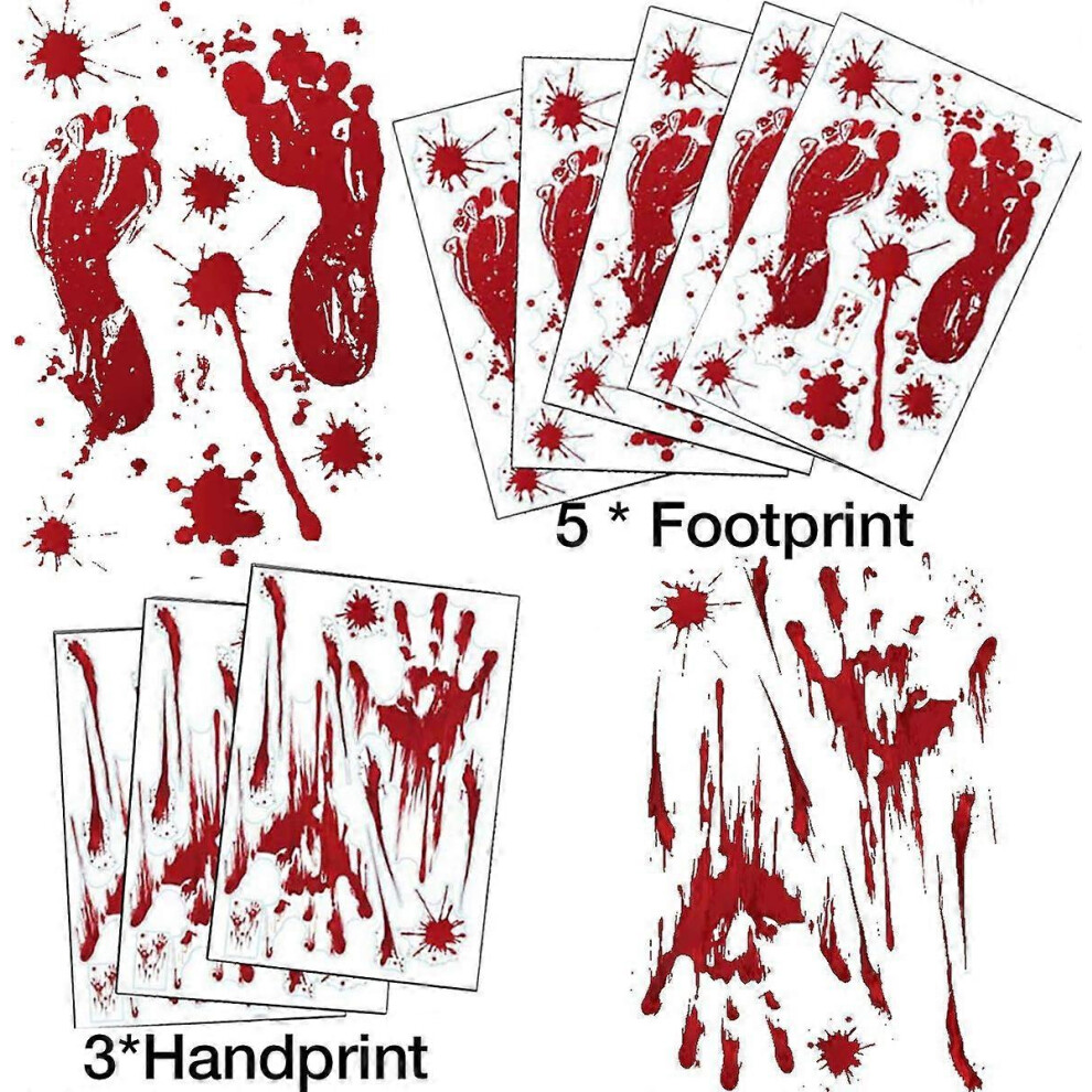 (As show, One size) Bloody Footprint Halloween Decorations - Halloween Window Clings, Tattoo Stickers, Spooky Window Stickers for Halloween Party Deco