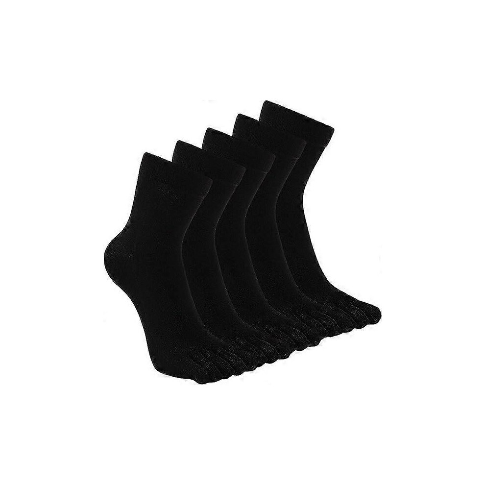 (As Show, One Size) -5 Pairs, Men's 5 Finger Socks Socks With Separate Toes, Men's Toe Socks Five Fingers Sock Black