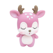 (Pink) Creative Deer Piggy Bank Cartoon Coin Bank Money Holder Saving Pot (Coffee)