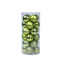 (B--Apple Green, 24 PCS) 24X Glitter Bright Christmas Tree Balls Ornament Baubles Xmas Party Home Decor Hot