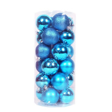 (B--Lake Blue, 24 PCS) 24X Glitter Bright Christmas Tree Balls Ornament Baubles Xmas Party Home Decor Hot