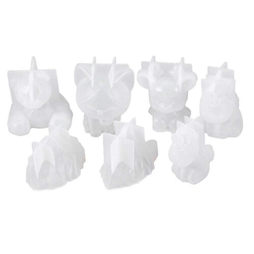 7pcs DIY Epoxy Gel Mold Simple Silicone Epoxy Cake Decorating Tools Bakeware Cupcake Dessert Moulds (White)