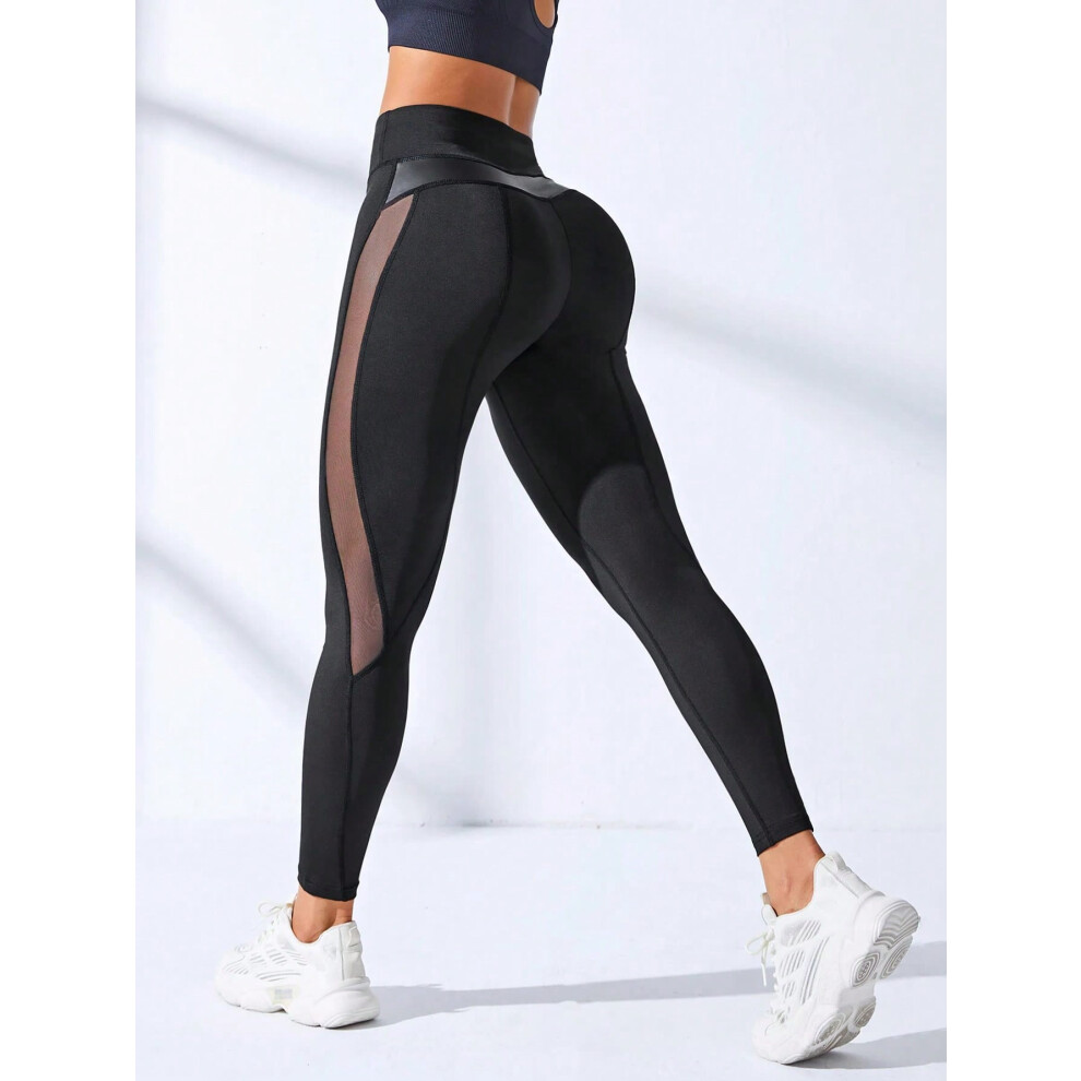 (S) Women Gym Yoga Butt Lifting Leggings High Waist Quick Dry Sports Pants With Elastic Waistband Exercise Trousers Workout Leggings
