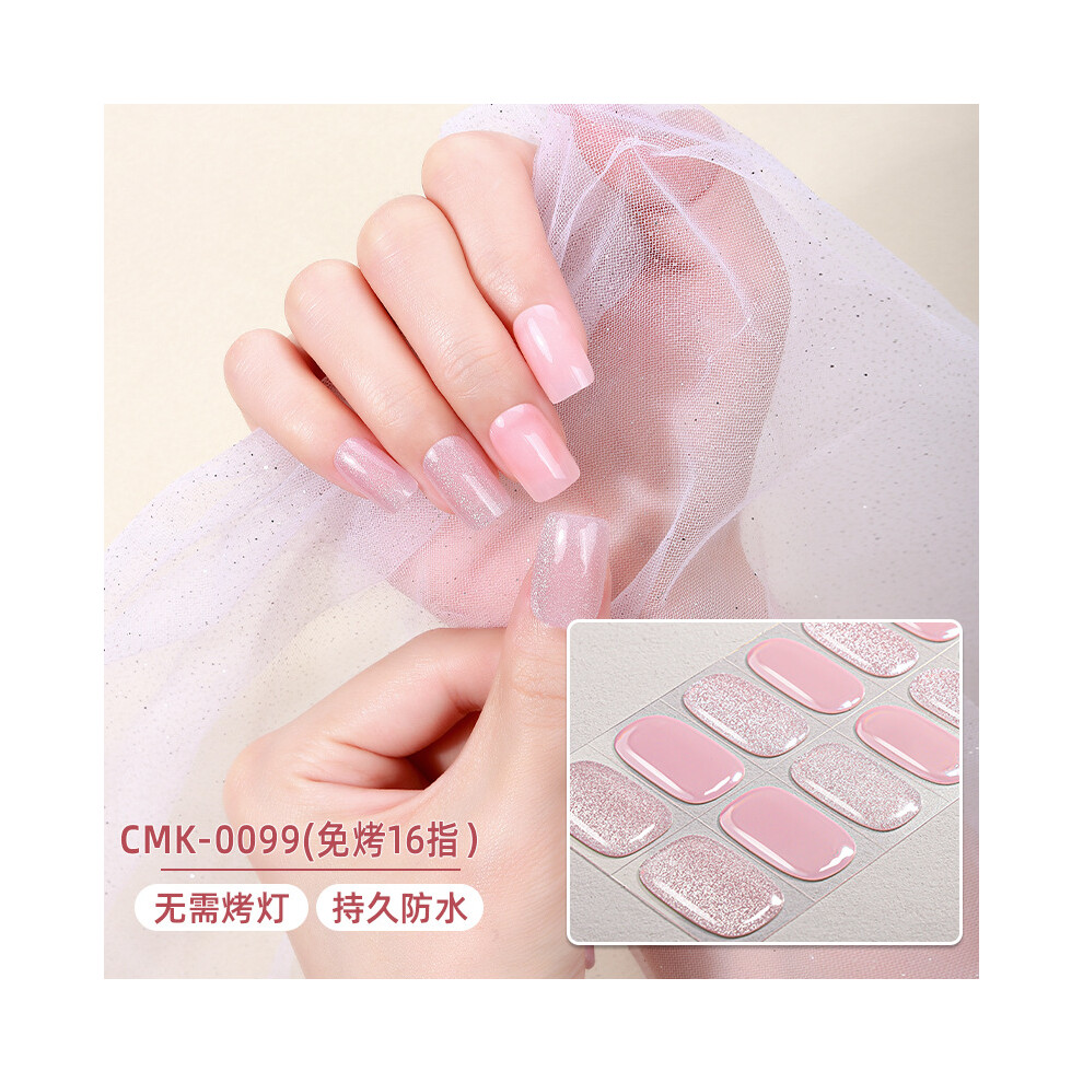 (Nail sticker + paper card + alcohol pack + nail paste + wooden stick, CMK-0099) No-bake nail stickers, waterproof, glittery, French manicure, cat-eye, cartoon nail stickers for an Instagram look.