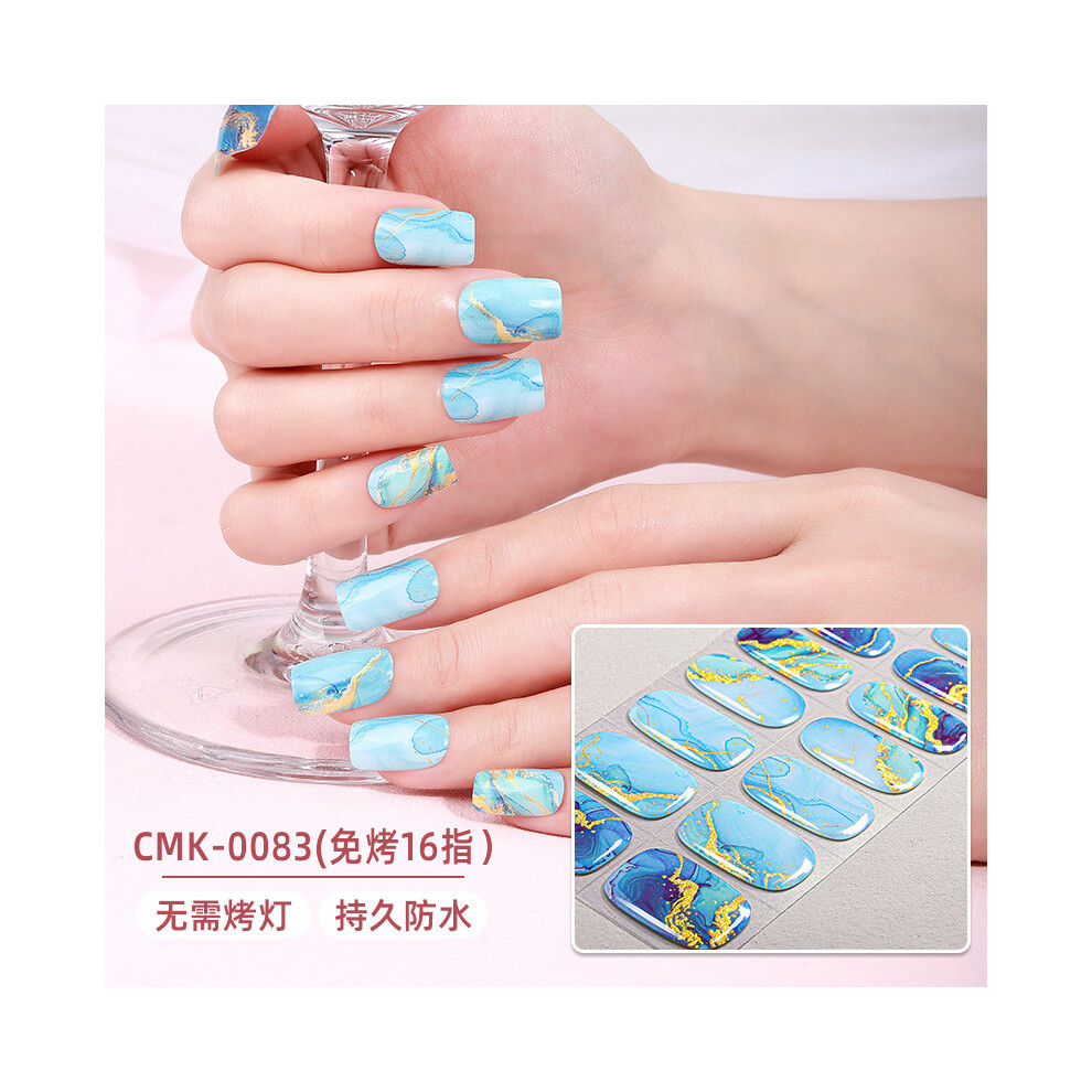 (Nail sticker + paper card + alcohol pack + nail paste + wooden stick, CMK-0083) No-bake nail stickers, waterproof, glittery, French manicure, cat-eye, cartoon nail stickers for an Instagram look.