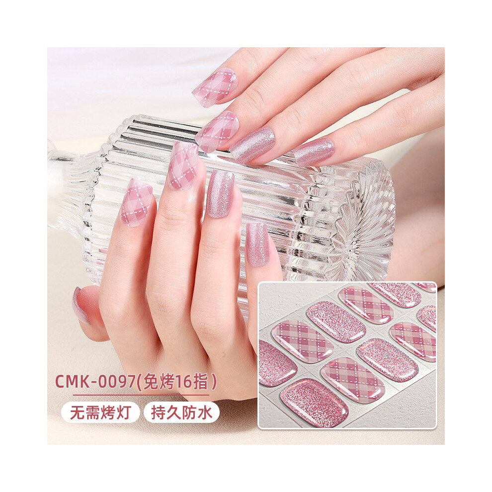 (Nail sticker + paper card + alcohol pack + nail paste + wooden stick, CMK-0097) No-bake nail stickers, waterproof, glittery, French manicure, cat-eye, cartoon nail stickers for an Instagram look.