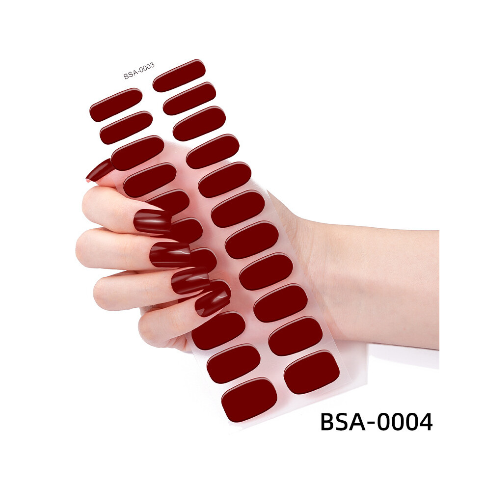 (Nail sticker + paper card + alcohol pack + nail paste + wooden stick, BSA-0004) No-bake gel nail stickers waterproof onion powder nail stickers gel nail wraps