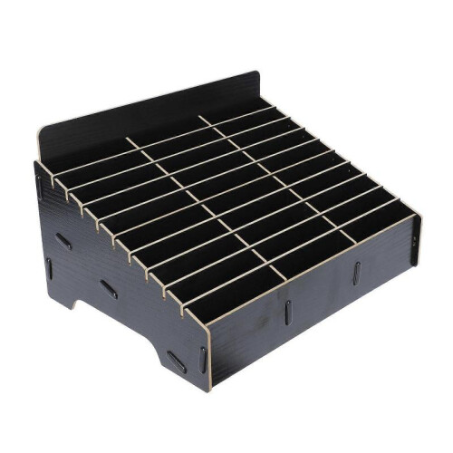 1Pc Mobile Phone Organizing Box Temporary Wooden Multi-grid Phone Box (Black) 1