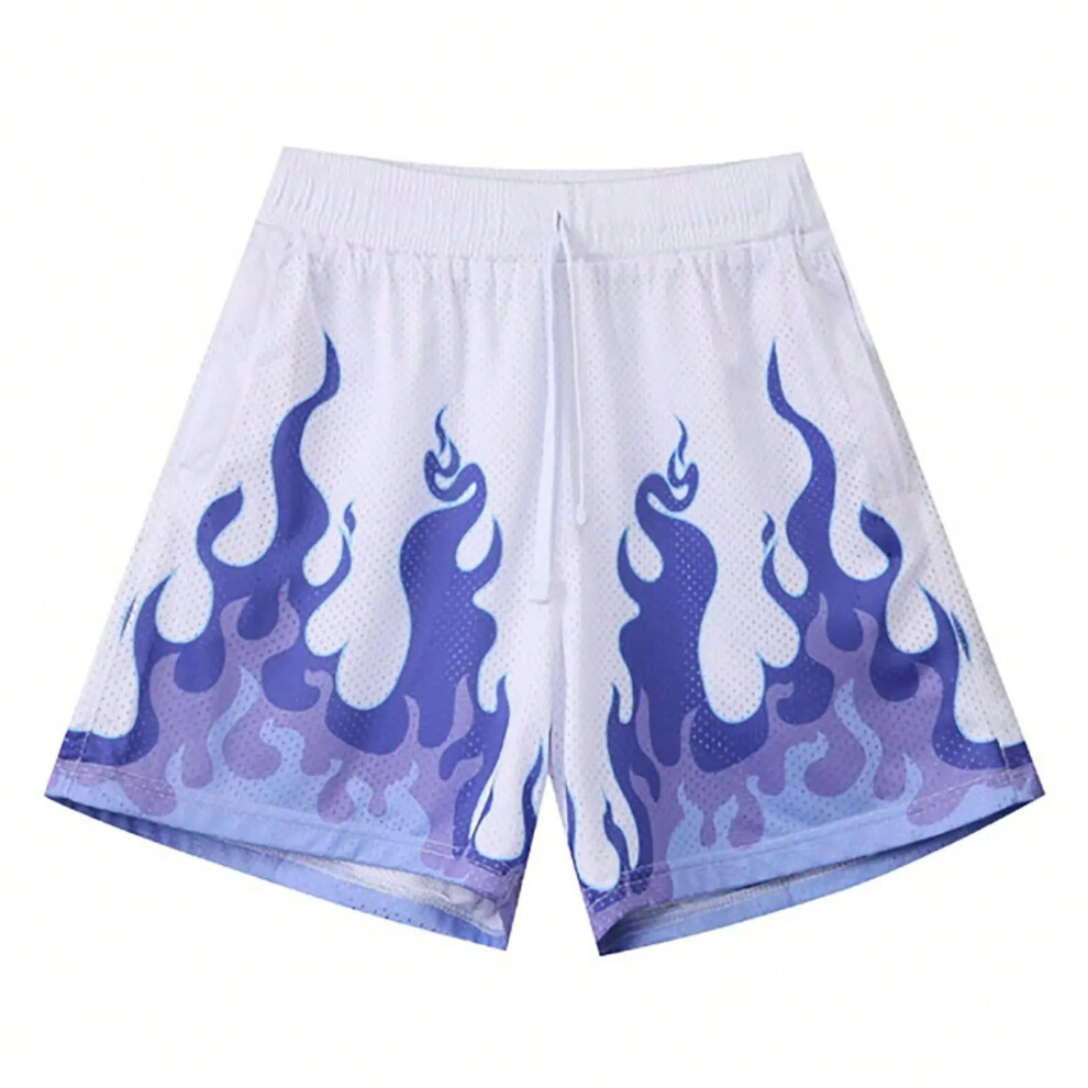(DKZXB202519176, S) Men's Flame Pattern Basketball Shorts Boys Summer Cool Hawaii 3D Printed Casual Swim Trunks Quick Dry Surfboard Shorts-image-OPC-PHQ6H8T-NEW