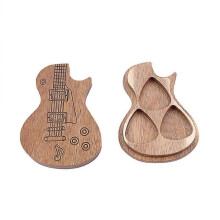 1Pc Handmade Wooden Guitar Pick Box for Guitarist Music Lovers Gifts (Light Brown)