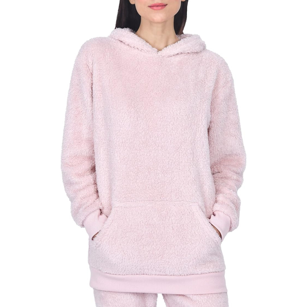 M17 Women's Not,Specified (L) Cozy & Chic Teddy Fleece Hoodie - Blush