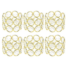 6 PC Gold Dinner Napkins Crystal Beads Napkin Holders Crystal Napkin Rings Gold Napkin Rings Sparkly Napkin Rings