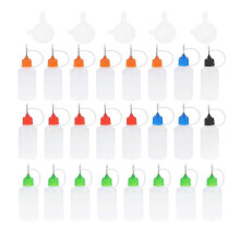 24pcs 30ml Needle Applicator Tip Bottles with 5pcs Funnel Plastic Glue Bottles with Steel Needle DIY Quilling Oiler Bottles for DIY Craft Acrylic Pain