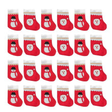 24 Pcs Miniature Stockings Christmas Hat Banner Xmas Decoration Stockings Stocking Hat Bag Banner Christmas Gift Bags