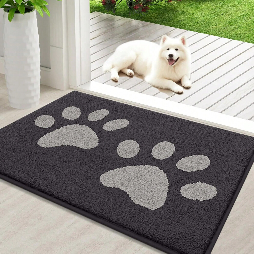(80X120cm(32X48inch), Dark Grey) Olanly Quick Dry Chenille Mud Mat For Dogs Dog Door Mat For Muddy Paws Absorbent Dirt Trapper Non-Slip INdoor Door Mat For Floor