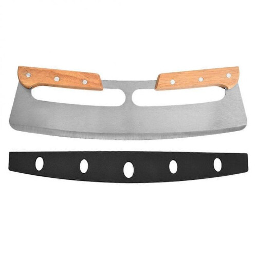 1Pc Semicircle Pizza Cutter Pizza Cutter with Wooden Handle Kitchen Gadget (Silver) 2