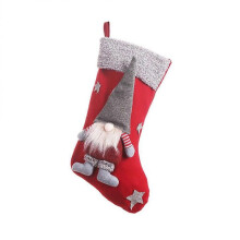 (Size 1, Red) Christmas Faceless Doll Stocking Lovely Xmas Sock Christmas Tree Hanging Bag Gift Bag Decoration Pendant (Grey)
