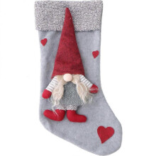 (Size 1, Grey) Christmas Faceless Doll Stocking Lovely Xmas Sock Christmas Tree Hanging Bag Gift Bag Decoration Pendant (Grey)