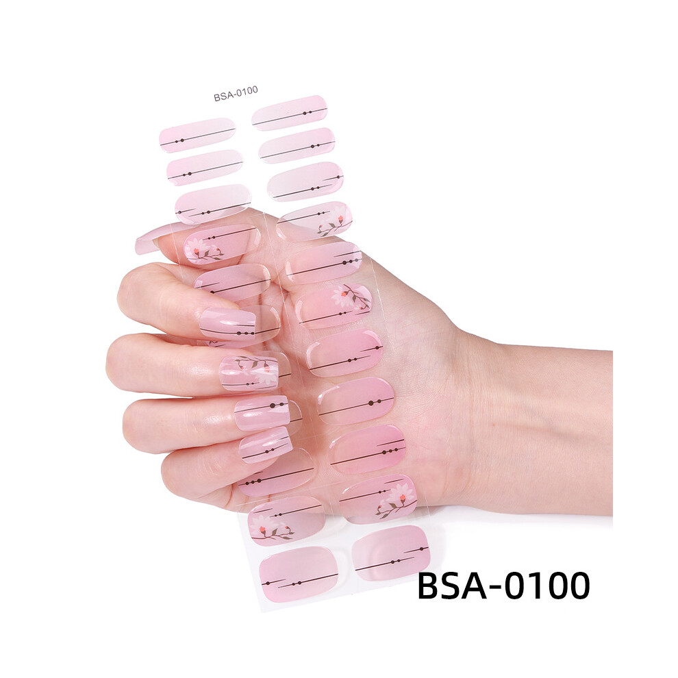 (Nail stickers + paper cards + alcohol pads + nail files + wooden sticks, BSA-0100) No-bake gel nail stickers, French-style no-light curing nail stickers, gel nails.