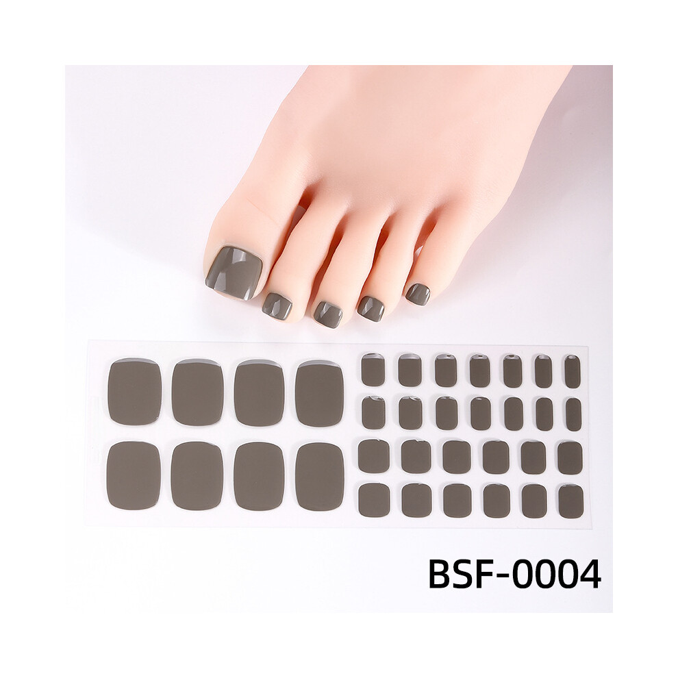 (Nail stickers + paper cards + alcohol pads + nail files + wooden sticks, BSF-0004) 2025 No-Bake Gel Nail Stickers for Feet, Solid Color with Glitter and Sequins, Full Cover Nail Polish Film, Toe Nail Stickers