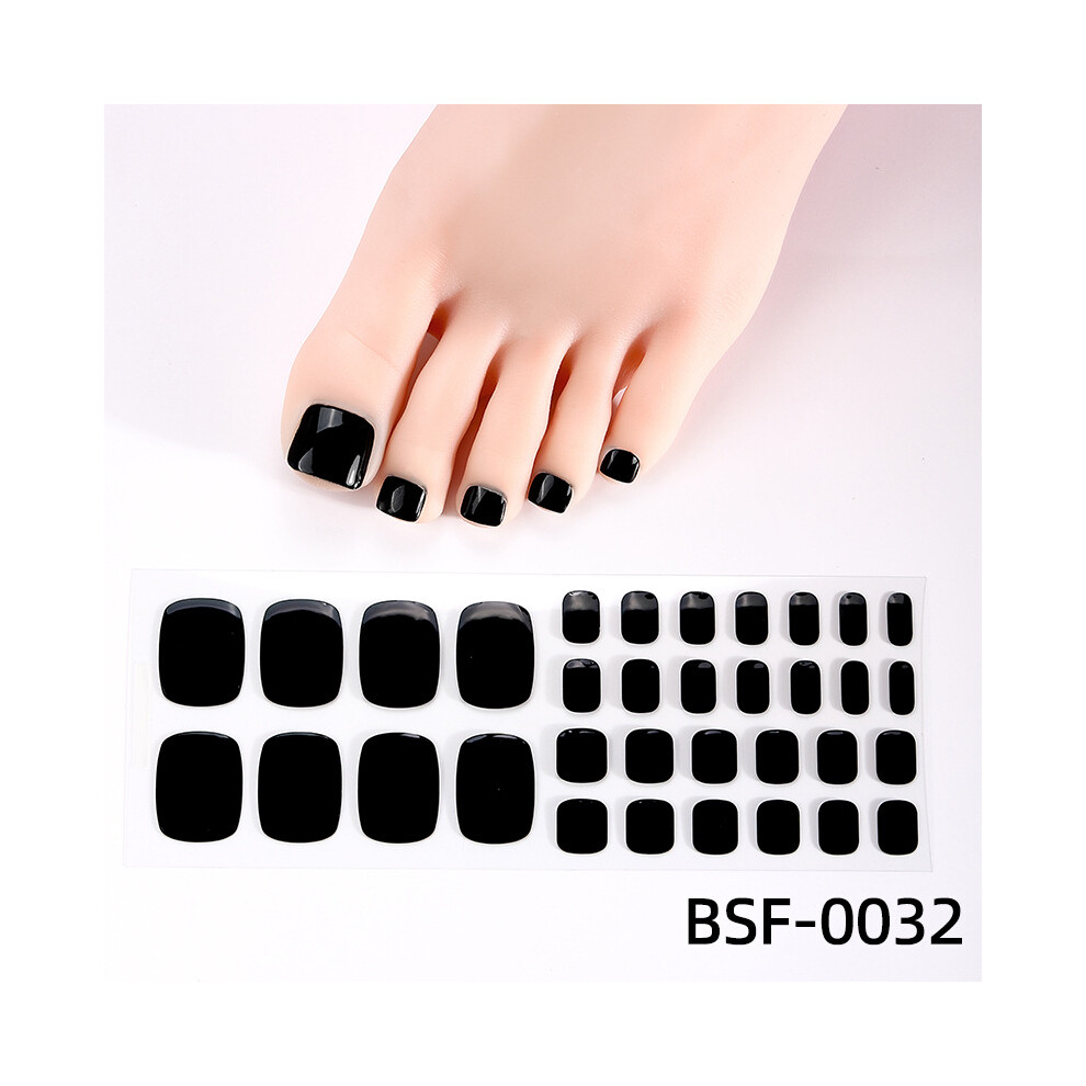 (Nail stickers + paper cards + alcohol pads + nail files + wooden sticks, BSF-0032) 2025 No-Bake Gel Nail Stickers for Feet, Solid Color with Glitter and Sequins, Full Cover Nail Polish Film, Toe Nail Stickers