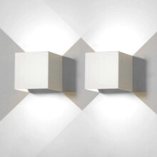 2 Pack LED Outdoor Wall Light 6W Cool White 6500K IP65 Waterproof Aluminum, Modern Design(White)